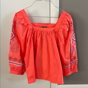 Wrangler Women's Square Neck Blouse - Bright Coral
